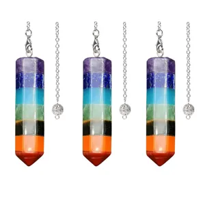 Crystal Energy Yoga Agate Stone Hexagonal Column Cone Pendant Necklace Retro Copper Chain Colorful Mineral Natural Stone Healing Point Magic Wand Spiritual Jewelry For Gift