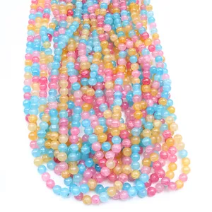 Fili di perline in vetro craquelé colorato per la creazione di gioielli fai da te e braccialetti