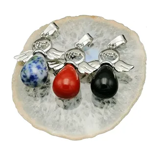 Collana con ciondolo angelo a goccia in cristallo naturale set di gioielli in pietra.