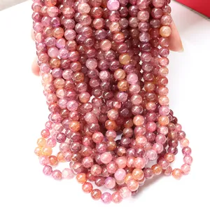 Perle di Vetro Lampwork Bicolore Perle Sciolte Rotonde Incrinate Per La Creazione di Gioielli Fai-da-te Artigianato