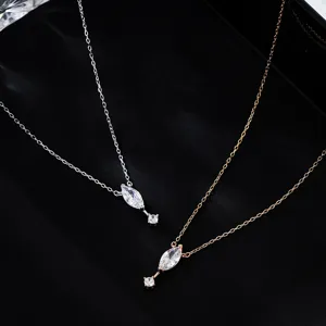S925 Sterling Zilveren Traanvormige Halsketting Voor Vrouwen Luxe Zirconia Hanger Minimalistische Sleutelbeen Ketting Sieraden