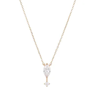 Elegante S925 sterling zilver vergulde markies zirkonia tranen ketting voor dames ketting.