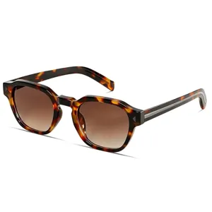 Stylish tortoise shell polygon sunglasses with gradient brown lenses for daily wear and UV protection.