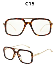 Vintage square double bridge sunglasses for women, stylish retro tortoise frame uv400