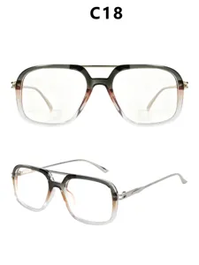 European vintage square double bridge glasses stylish gradient frame clear lens eyewear