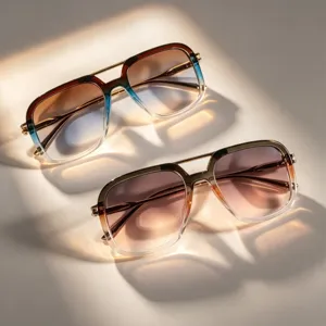 Vintage square double bridge sunglasses for women, fashion retro gradient shades.
