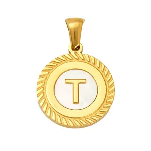 Grenzüberschreitender 18k Gold Buchstabe T Anhänger Halskette vintage runder Schmuck.