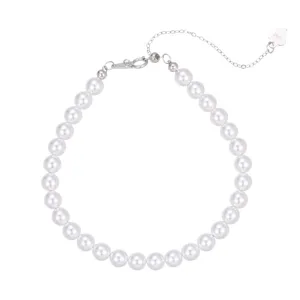 Élégant bracelet de perles rondes brillantes avec fermoir en argent S925 pour femmes.