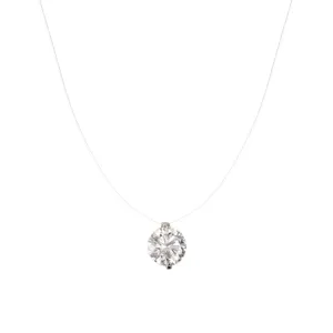 S925 Silver Transparent Invisible Fishing Line Moissanite Solitaire Pendant Necklace Women
