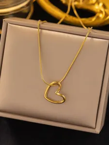 Collana con ciondolo a cuore vuoto in oro da donna elegante catenina per clavicola