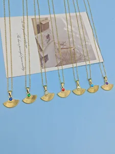 Ensemble de colliers en acier titane en forme d'éventail de luxe pour femmes mode