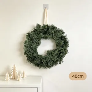 Ghirlanda di Natale Artificiale in Pino 40cm Corona Sospesa per la Decorazione della Casa