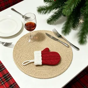 Weihnachten rot weiß gestrickt Mini Handschuh Bestecktasche für die Tischdekoration