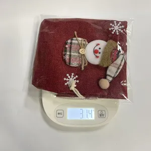 Fundas para botellas de vino de arpillera navideña con muñeco de nieve 3D, decoración.