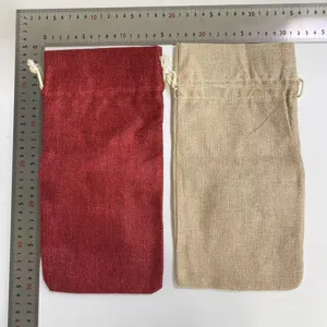 Juego de bolsas de yute para vino con cordón, funda rústica para botella de fiesta.