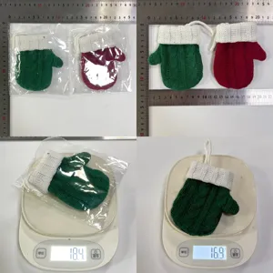 Mini Strick Weihnachten Handschuh Besteckhalter Set, festliche Tischdeko Dekorierung.