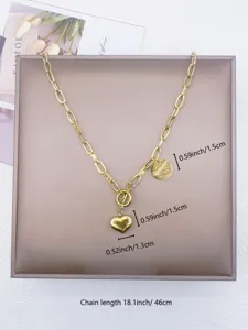 Collana con catena chunky e ciondolo a cuore con chiusura a T da donna gioielli moda
