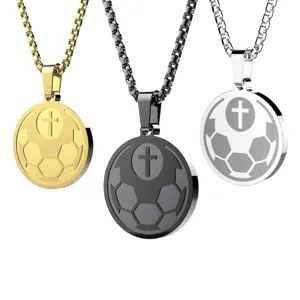 Edelstahl Fußball Kreuz Anhänger Halskette Gravierte Bibelvers Sport Stil Inspirierende Schmuck Geschenk Für Sportler
