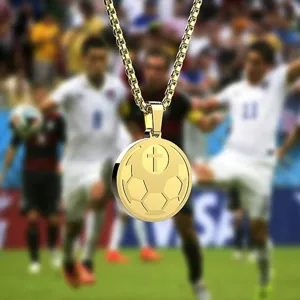 Edelstahl Fußball Kreuz Anhänger Halskette, sportliches Schmuckgeschenk für Jungen und Mädchen.