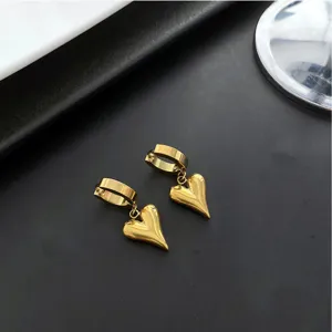 Minimalistische goldene Herz-Ohrringe Anhänger Damen Schmuck Geschenk Alltag Mode