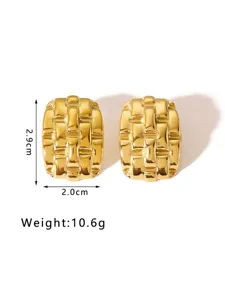 Goldene geflochtene klobige geometrische Titanstahl Ohrringe Mode Statement Schmuck fuer Damen