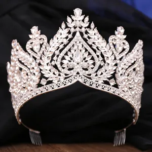 Baroque crystal bridal tiara, stunning rhinestone wedding crown for women hair accessories.