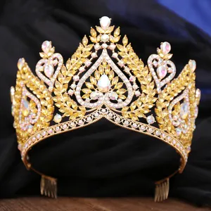 Baroque Crystal Rhinestone Crown Tiara Wedding Bridal Pageant Hair Accessories Gold Silver Hair Jewelry For Women