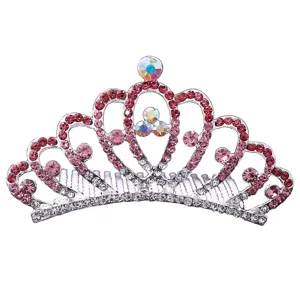 Peigne à cheveux strass enfant tiare cristal couronne princesse mariage accessoires