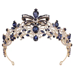 Exquisite Baroque Rhinestone Bridal Crown Tiara Butterfly Birthday Wedding Hair Accessory
