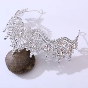 Exquisite alloy crystal butterfly tiara, bridal rhinestone baroque crown detail display.