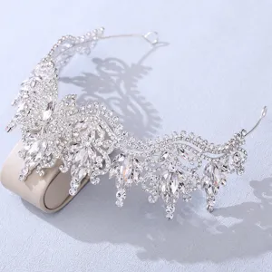 Silver alloy crystal butterfly crown bridal baroque rhinestone hair accessory for women.