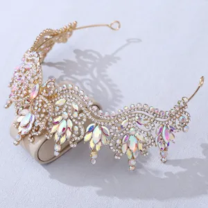 Gold alloy crystal butterfly crown bridal baroque rhinestone tiara hair accessory for women