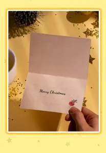 Tarjeta de felicitación plegada de Navidad tarjeta de mensaje de papel kraft DIY para fiestas