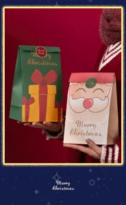Bolsa de regalo de Navidad lindo papel Papá Noel para galletas dulces fiesta embalaje