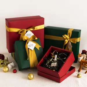 Caja de Regalo de Navidad Cajas de Presentación de Papel Plegables Con Cinta Fiesta Festiva Embalaje de Caramelos Caja de Almacenamiento Para Decoración Festiva