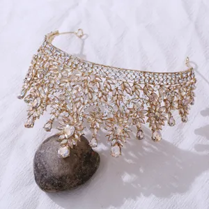 Exquisite barocke Braut Strass Tiara Detail, luxuriöse Kristall Krone für Hochzeit Party