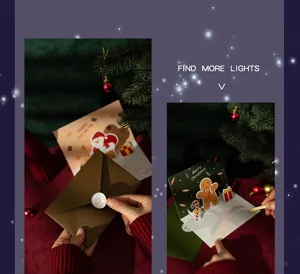 Tarjeta de felicitación pop-up 3D de Navidad vista detallada con diseño festivo.