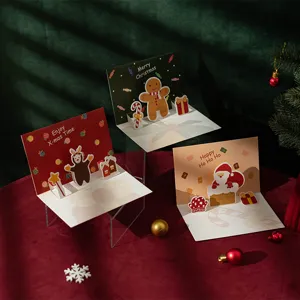 Tarjetas de Felicitación de Navidad 3D Pop-Up Tarjetas de Bendición Festiva Lindas Tarjetas de Regalo de Dibujos Animados Con Sobres Para Fiesta de Año Nuevo