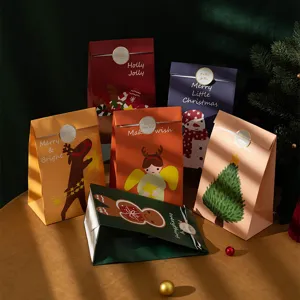 Bolsas de Regalo de Navidad Nochebuena Caja de Regalo Manzana Embalaje Bolsas de Papel Bolsa de Embalaje de Regalo Festivo de Vacaciones Para Fiesta