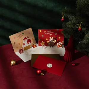 Set de tarjetas de felicitación 3D de Navidad con sobres, tarjetas de regalo festivas para el año.