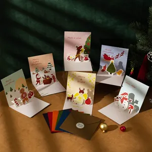 Tarjetas de Felicitación Pop-Up 3D de Navidad Tarjetas de Regalo Festivas Con Sobres Y Pegatinas Diseño Artesanal Para Celebración