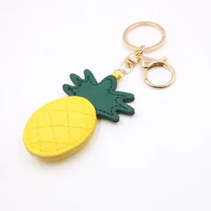 Carino portachiavi ananas borsa ciondolo pelle PU metallo dorato anello moda frutto
