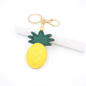 Simpatico portachiavi ananas giallo ciondolo borsa in pelle elegante accessorio oro