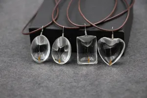 Handgemaakte heldere hars paardenbloem zaad hanger ketting detail diverse vormen