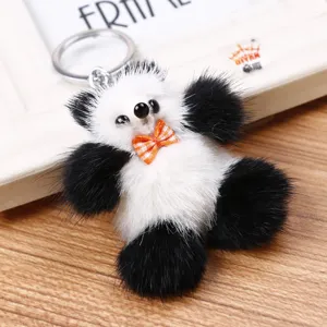 Llavero de Piel de Visón Panda Lindo Colgante de Bolso Accesorio de Coche Suave
