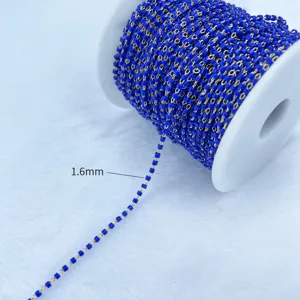 Μπλε χάντρες μεταλλική αλυσίδα 1.6mm λεπτομέρειες για DIY χειροποίητα κοσμήματα κολιέ