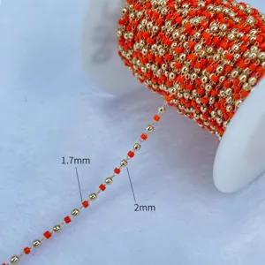 επιχρυσωμένη αλυσίδα με χάντρες 14k υλικό κατασκευής κοσμημάτων diy 1.7mm 2mm