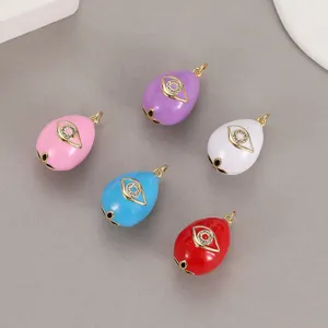 Colorful enamel evil eye egg pendant charms DIY jewelry accessories necklace pendant set