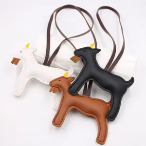 Leather goat bag charm cute animal keychain stylish handbag pendant accessory for women