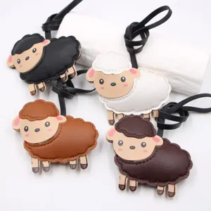 Cute leather sheep bag charm pendant, multi-color DIY handmade apparel accessory for handbags.